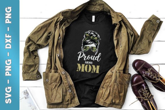 Messy Bun Army Mom SVG