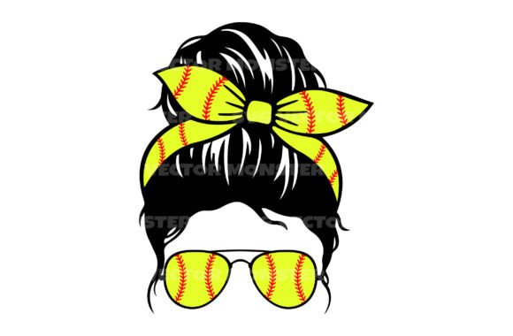 Messy Bun Softball Mom SVG PNG